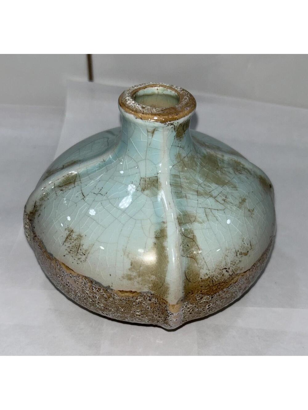 Ceramic Terracotta Vase Distressed Glaze Finish Shabby Chic 5" x 5"
